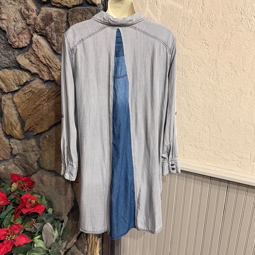 Philosophy Light Gray Denim Shirt - Picture 3 of 5